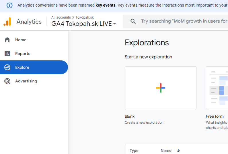 GA4 explore report