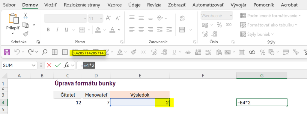 Zaokrúhľovanie cez formát bunky