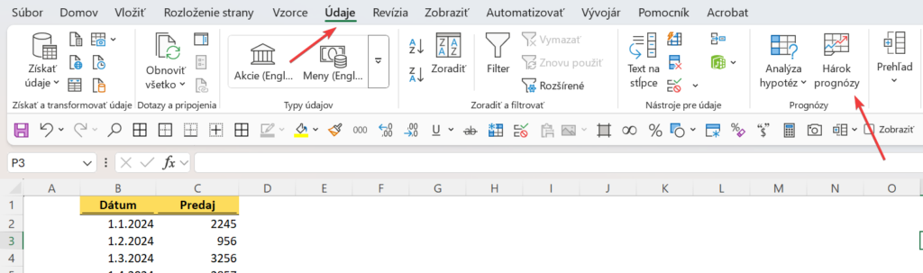 Prognóza trendu Excel