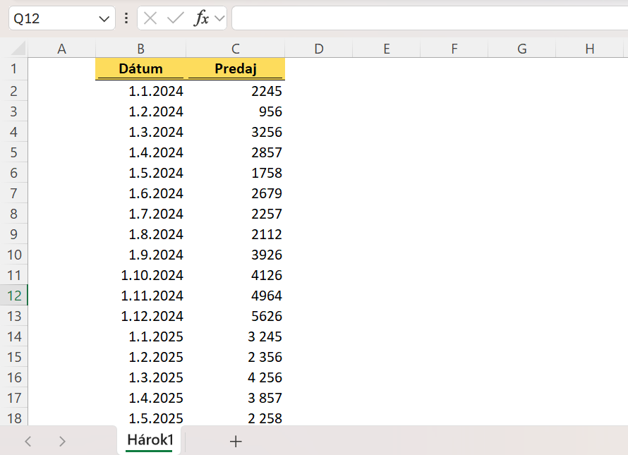 Prognóza trendu Excel